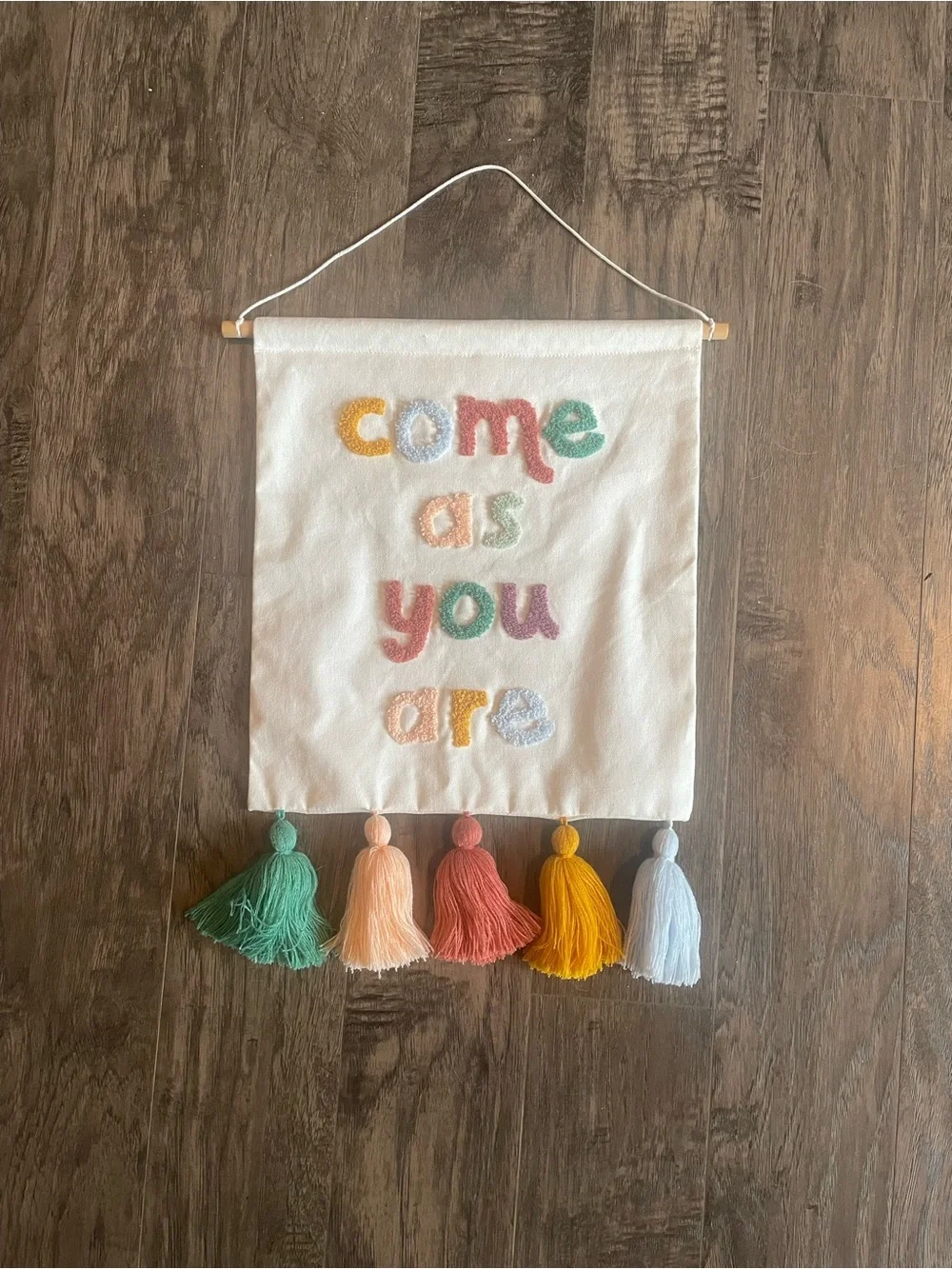 Come As You Are Rainbow Tassel Wall Hanging - Kids Room Decor